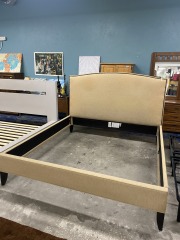 Burlap Studded King Bed frame