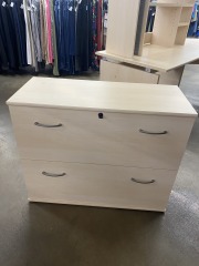 Modern Danish Lateral Two Filing Cabinet with Key