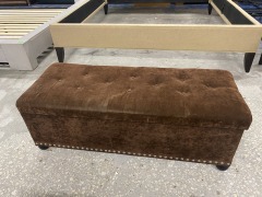 Chocolate Studded Storage Ottoman