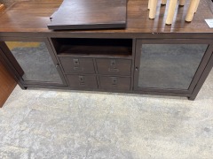 dark wood buffet table with drawers
