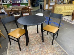 Modern Black & Tan Dining Table with Two Chairs