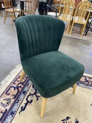 Green Velvet Shell Accent Chair