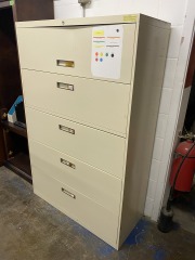 Beige Five Drawer Lateral Filing Cabinet