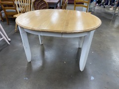 White & Wood Stout Farmhouse Dining Table