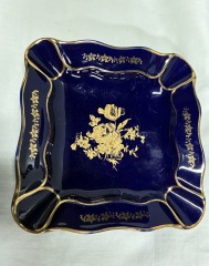 LIMOGES FRANCE COBALT ASHTRAY