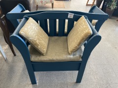 Small Blue Bench w\/ Cushions