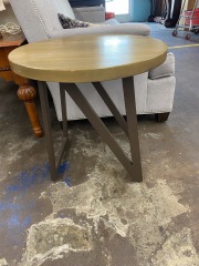 Modern Round Wood Look Side Table