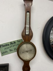 Antique Mahogany Banjo Barometer