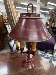 Mid-Century Brass Three-Arm Bouillotte Lamp