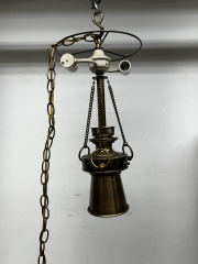 MCM Stiffel 3 Light Brass Swag Lamp