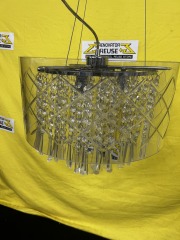 Crystal and Etched Glass 3 Light Chandelier