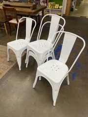Industrial Stacking White Metal Dining Chair (Each)