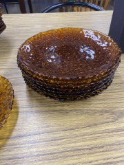 Vintage Amber Pebble Glass Salad Plate Set of 8