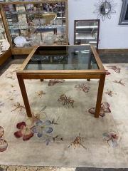 Komfort Danish Teak Smoke Glass Dining Table
