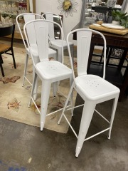 Industrial White Metal Barstool (Each)
