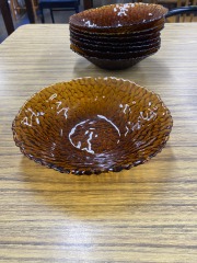 Vintage Amber Pebble Glass Bowl Set of 8