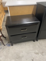 Black Pottery Barn 2 Drawer Nightstand