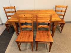Online: D-Solid Wood Dining Table w\/4 Chairs