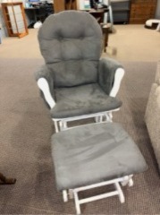 Furniture: Grey Glider Chair with Ottoman - Good