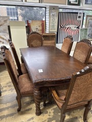 Wood dining table w\/ 8 chairs
