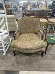 Vintage Tan Tapestry Lounge Chair