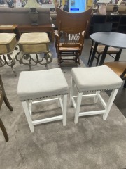 White & Grey Studded Barstool (Each)