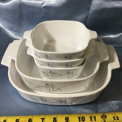 Corning Ware 5-piece Shadow Iris Floral Square Casserole Set