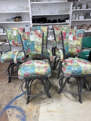 Floral Steel bar stool with arms