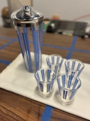 MCM LIBBEY BLUE STRIPE BARWARE SET