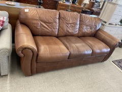 Camel Leather 3 Seat Couch