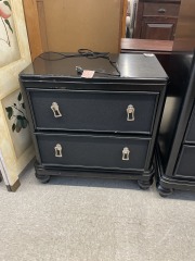2 Drawer Black Nightstand
