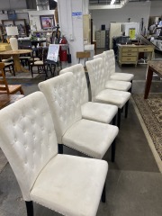 Cream Button Tufted Dining Chair Each