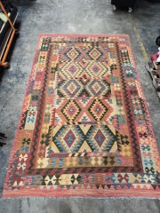 Vintage kilim Arghon wool 6X9ft Rug