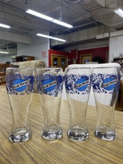 Set of Four Pilsner Tall Blue Moon Beer Glasses