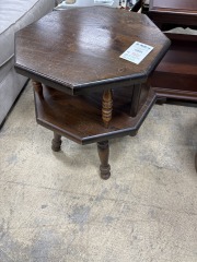 Accent Table DARK WOOD SMALL OCTAGONAL