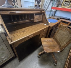 Vintage Rolltop Desk with Chair