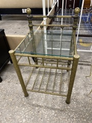 Odd Little Metal & Glass Side Table
