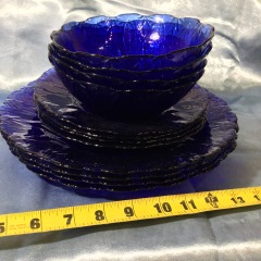 Set of Avon Royal Sapphire cobalt blue glass bowls and plates