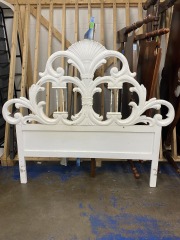 White Fleur De Lis Queen Headboard