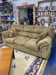 Comfy Tan Couch with Matching Pillows
