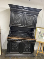 Antique Neo-Renaissance Gothic Carved Oak Dining Cabinet