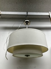 Silver Double Drum Shade 3 Light Pendant Fixture
