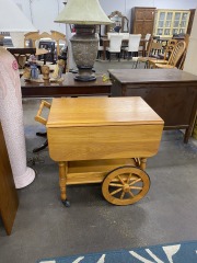Vintage Wood Drop-Leaf Tea or Bar Cart