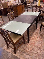 Black & Tempered Glass Adjustable Dining Table