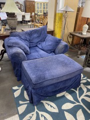 Well Loved Dark Navy Chair & Ottoman