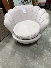 Pink Velvet Clamshell Armchair