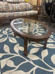 Vintage Dark Wood Oval Coffee Table