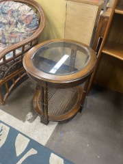 Vintage Dark Wood Oval Side Table