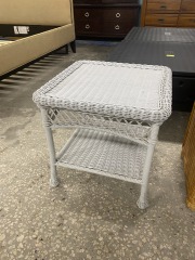 White Wicker Side Table