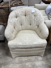 Arm Chair WHITE TUFTED